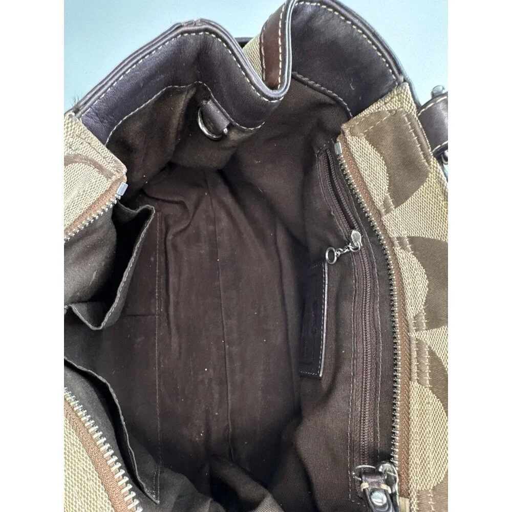 COACH Hampton Logo Stripe Carryall Satchel Handbag Purse  Card Wallet F13072 - Picture 6 of 10